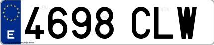 Ejemplo de matrícula de coche ordinaria 4698 CLW