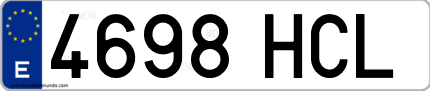 Ejemplo de matrícula de coche ordinaria 4698 HCL