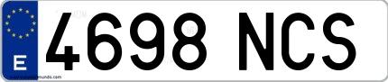 Ejemplo de matrícula española 4698 NCS