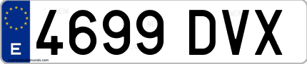 Ejemplo de matrícula de coche ordinaria 4699 DVX