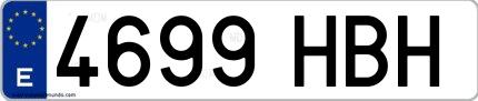 Ejemplo de matrícula española 4699 HBH