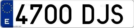 Ejemplo de matrícula española 4700 DJS