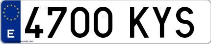 Ejemplo de matrícula española 4700 KYS
