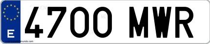 Ejemplo de matrícula española 4700 MWR