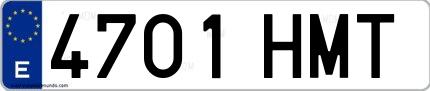 Ejemplo de matrícula española 4701 HMT