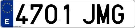 Ejemplo de matrícula española 4701 JMG