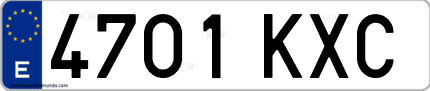 Ejemplo de matrícula de coche ordinaria 4701 KXC