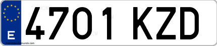 Ejemplo de matrícula de coche ordinaria 4701 KZD
