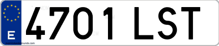 Ejemplo de matrícula de coche ordinaria 4701 LST