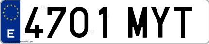 Ejemplo de matrícula española 4701 MYT