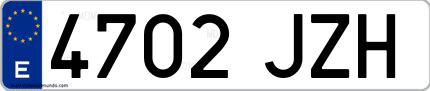 Ejemplo de matrícula española 4702 JZH