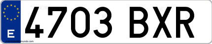 Ejemplo de matrícula de coche ordinaria 4703 BXR
