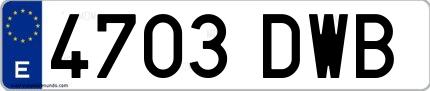 Ejemplo de matrícula española 4703 DWB