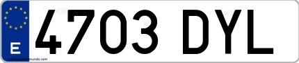 Ejemplo de matrícula española 4703 DYL