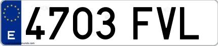 Ejemplo de matrícula española 4703 FVL