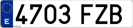 Ejemplo de matrícula de coche ordinaria 4703 FZB
