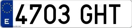 Ejemplo de matrícula española 4703 GHT