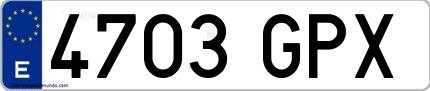 Ejemplo de matrícula española 4703 GPX