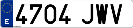 Ejemplo de matrícula de coche ordinaria 4704 JWV