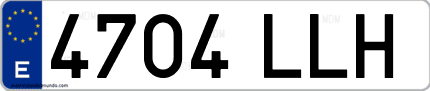Ejemplo de matrícula de coche ordinaria 4704 LLH