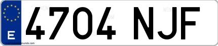 Ejemplo de matrícula española 4704 NJF