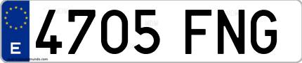 Ejemplo de matrícula de coche ordinaria 4705 FNG