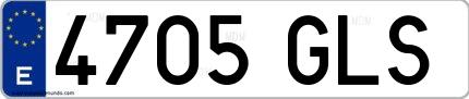 Ejemplo de matrícula española 4705 GLS