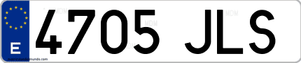 Ejemplo de matrícula de coche ordinaria 4705 JLS