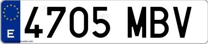 Ejemplo de matrícula española 4705 MBV