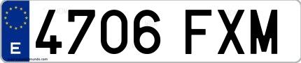 Ejemplo de matrícula española 4706 FXM