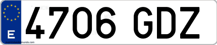 Ejemplo de matrícula de coche ordinaria 4706 GDZ