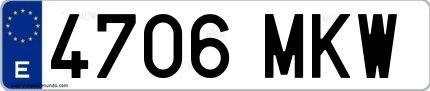 Ejemplo de matrícula española 4706 MKW