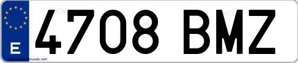 Ejemplo de matrícula española 4708 BMZ