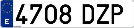 Ejemplo de matrícula española 4708 DZP