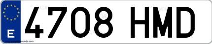 Ejemplo de matrícula española 4708 HMD