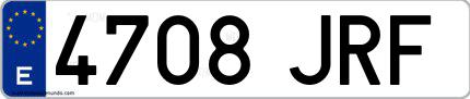 Ejemplo de matrícula española 4708 JRF