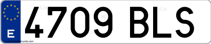 Ejemplo de matrícula de coche ordinaria 4709 BLS