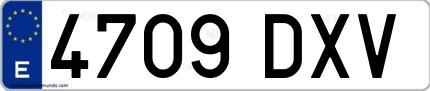 Ejemplo de matrícula española 4709 DXV