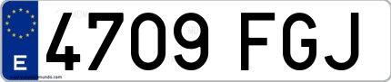 Ejemplo de matrícula española 4709 FGJ