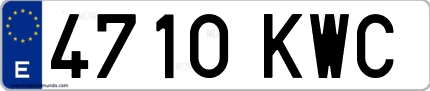 Ejemplo de matrícula de coche ordinaria 4710 KWC