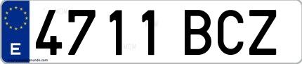 Ejemplo de matrícula española 4711 BCZ