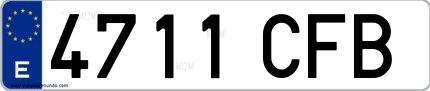 Ejemplo de matrícula de coche ordinaria 4711 CFB