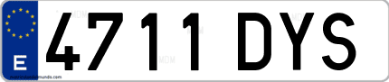 Ejemplo de matrícula de coche ordinaria 4711 DYS