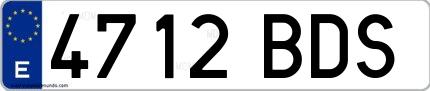 Ejemplo de matrícula española 4712 BDS