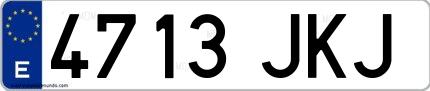 Ejemplo de matrícula española 4713 JKJ