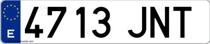 Ejemplo de matrícula española 4713 JNT