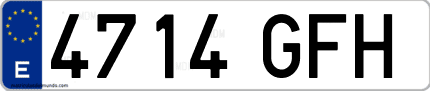 Ejemplo de matrícula de coche ordinaria 4714 GFH