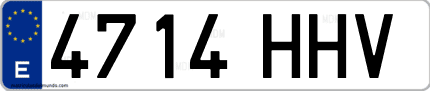 Ejemplo de matrícula de coche ordinaria 4714 HHV