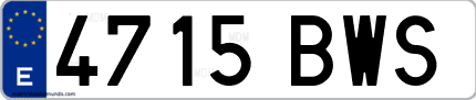 Ejemplo de matrícula de coche ordinaria 4715 BWS