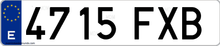 Ejemplo de matrícula de coche ordinaria 4715 FXB